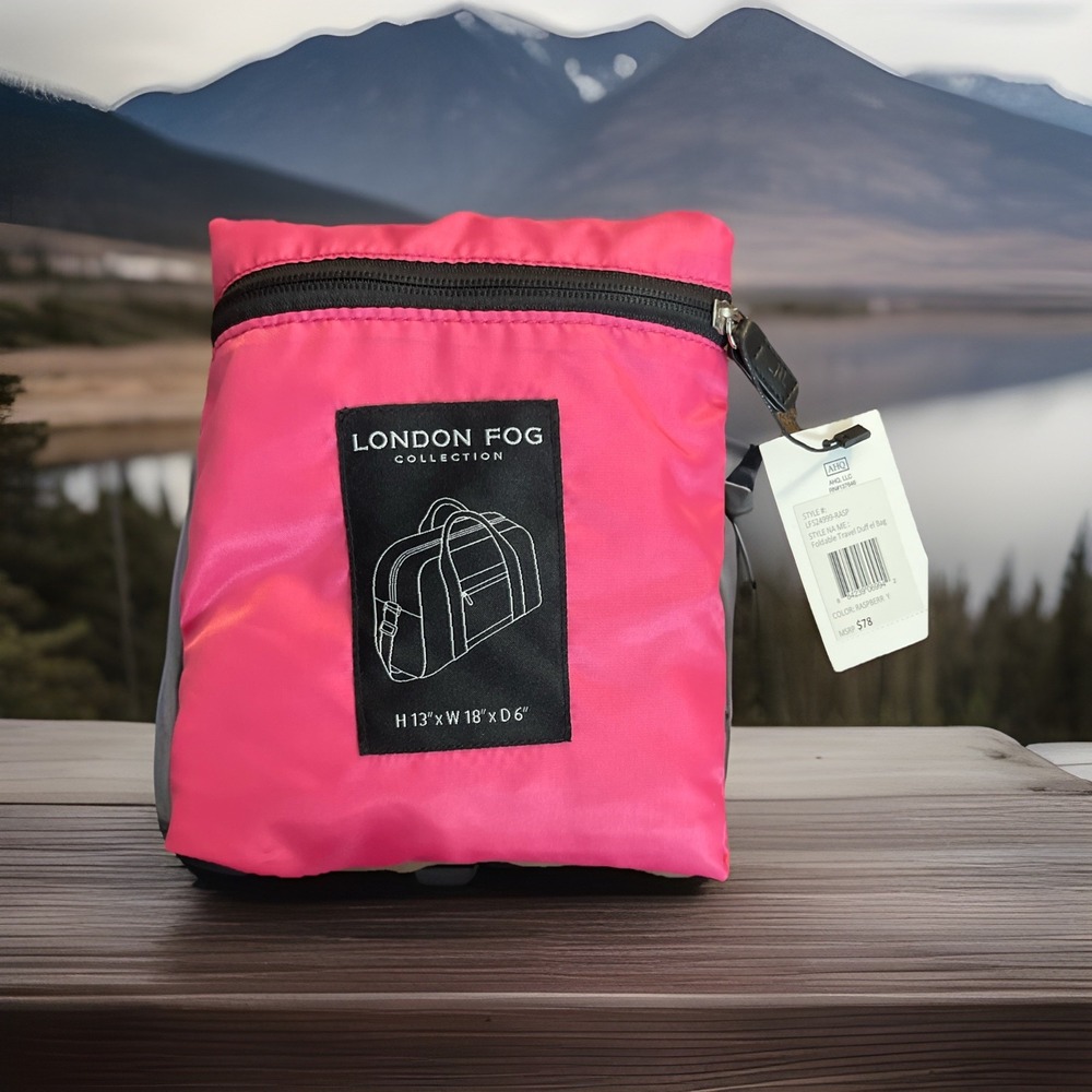 NWT Raspberry, Pink London Fog Foldable‎ Travel  Duffle Bag, $78 Sports, Gift